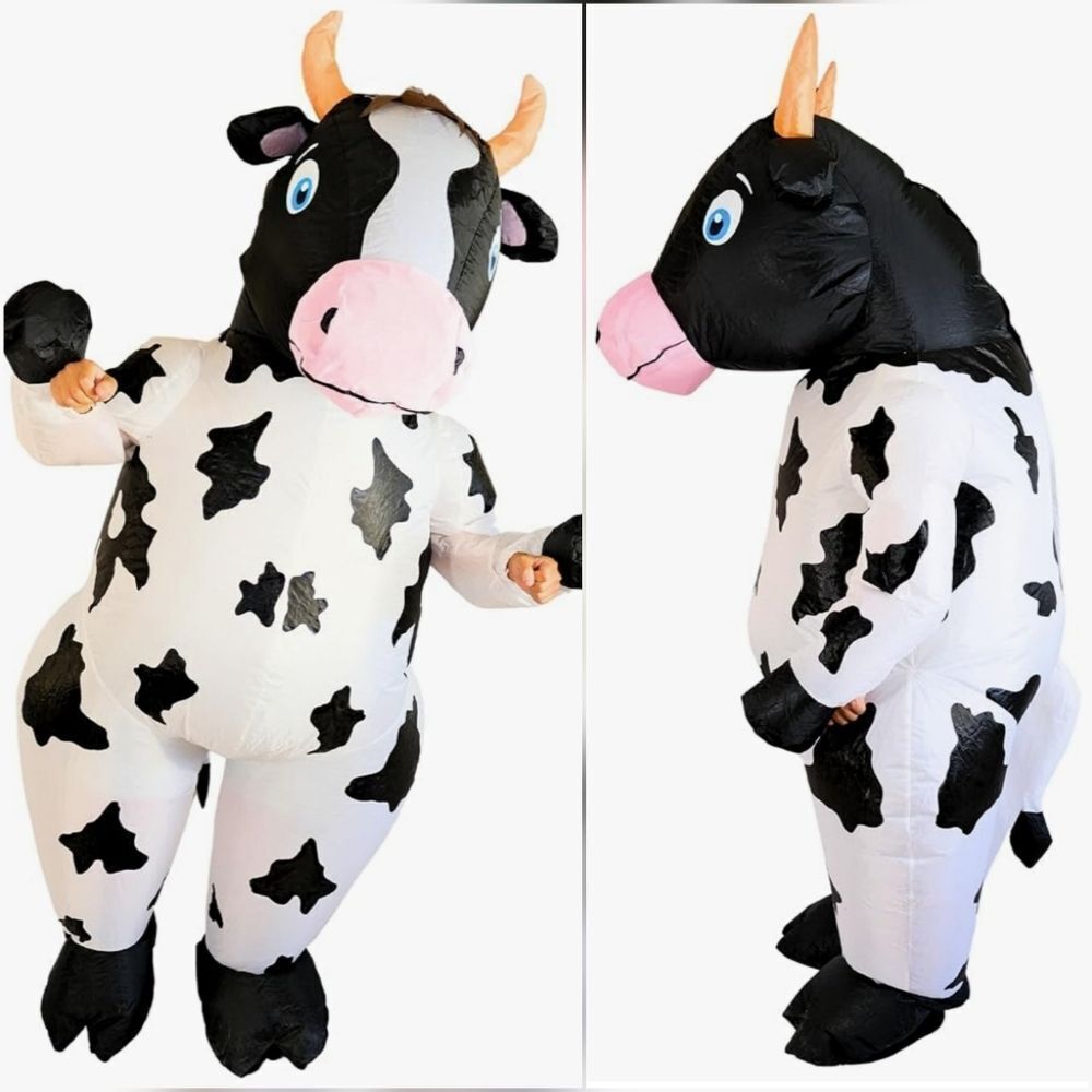 📷🩵⏭️NIB Black & White Inflatable Cow Costume
